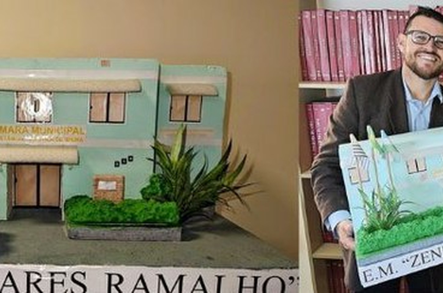 Alunos de Ibiúna visitam Câmara e presenteiam Legislativo com maquete da cidade