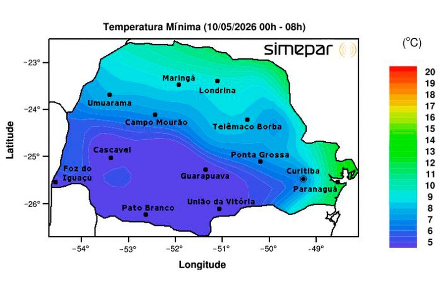Frio histórico no Paraná: General Carneiro registra 0,4°C e estado tem dia mais gelado do ano