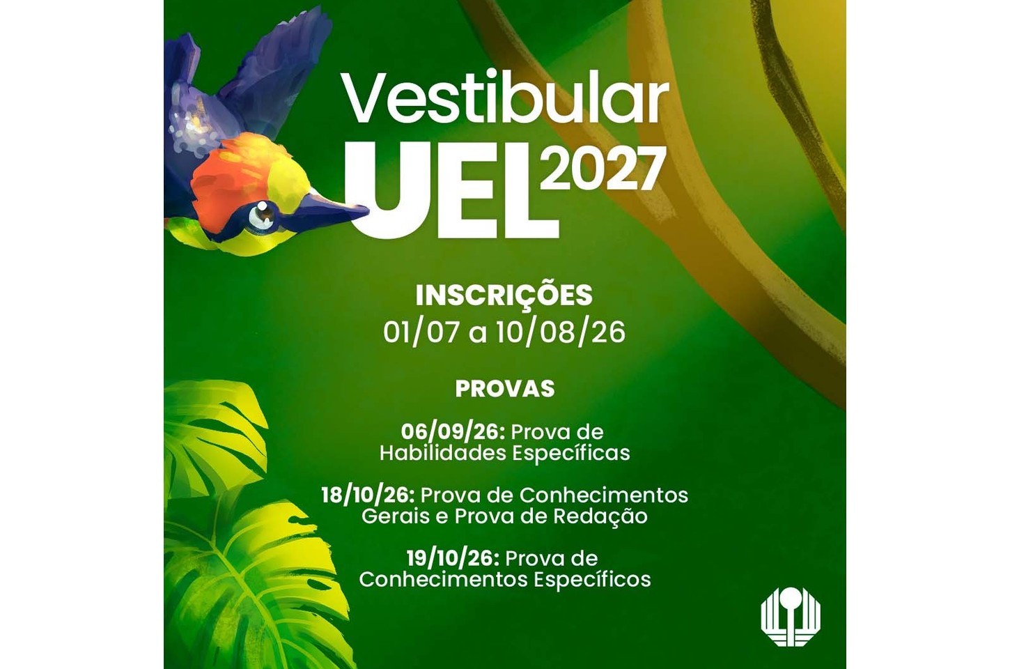 UEL divulga novo cronograma do Vestibular 2027 com fase única em outubro